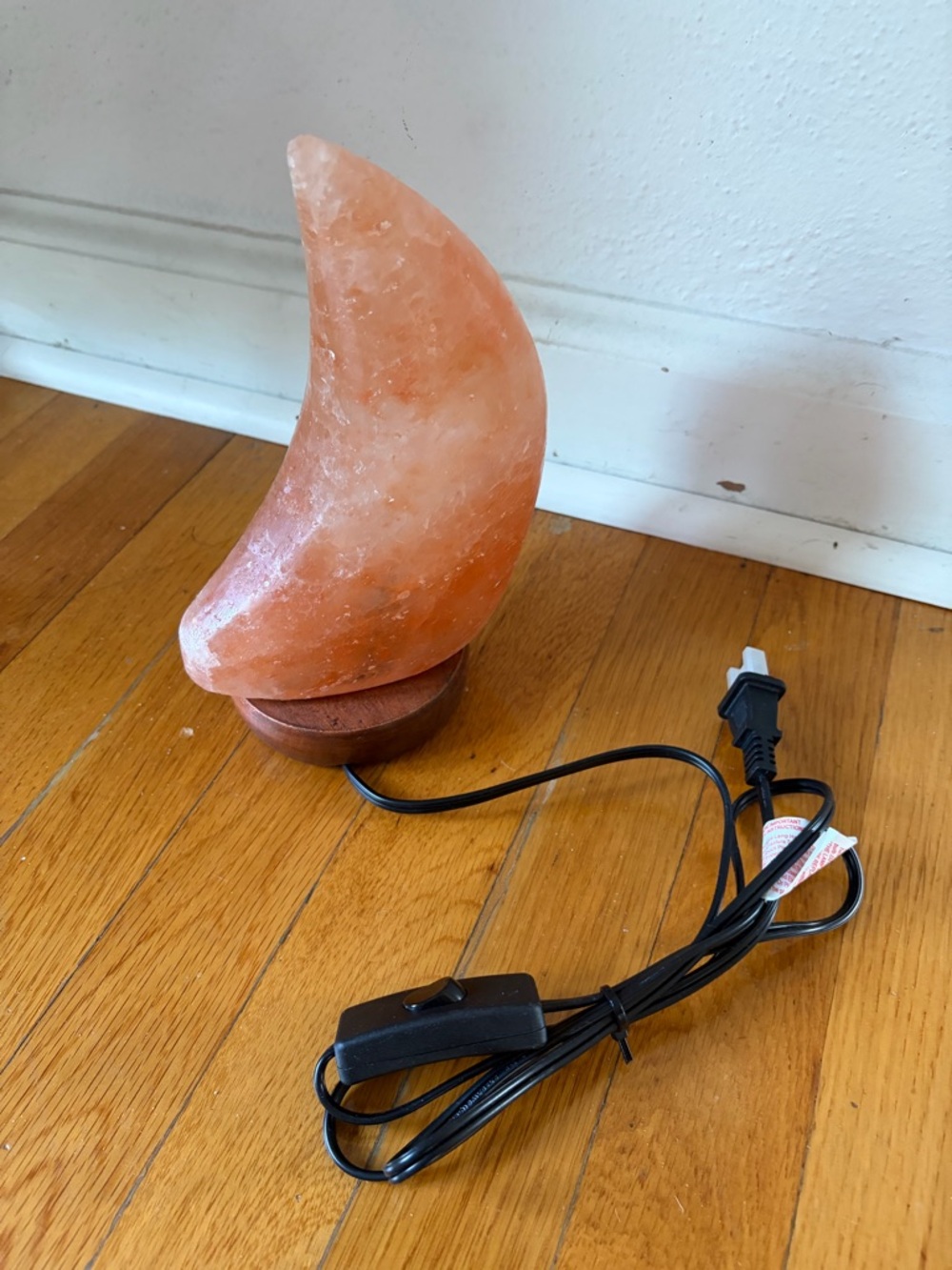 Himalayan Salt Moon Lamp - Orange Crystal Accent